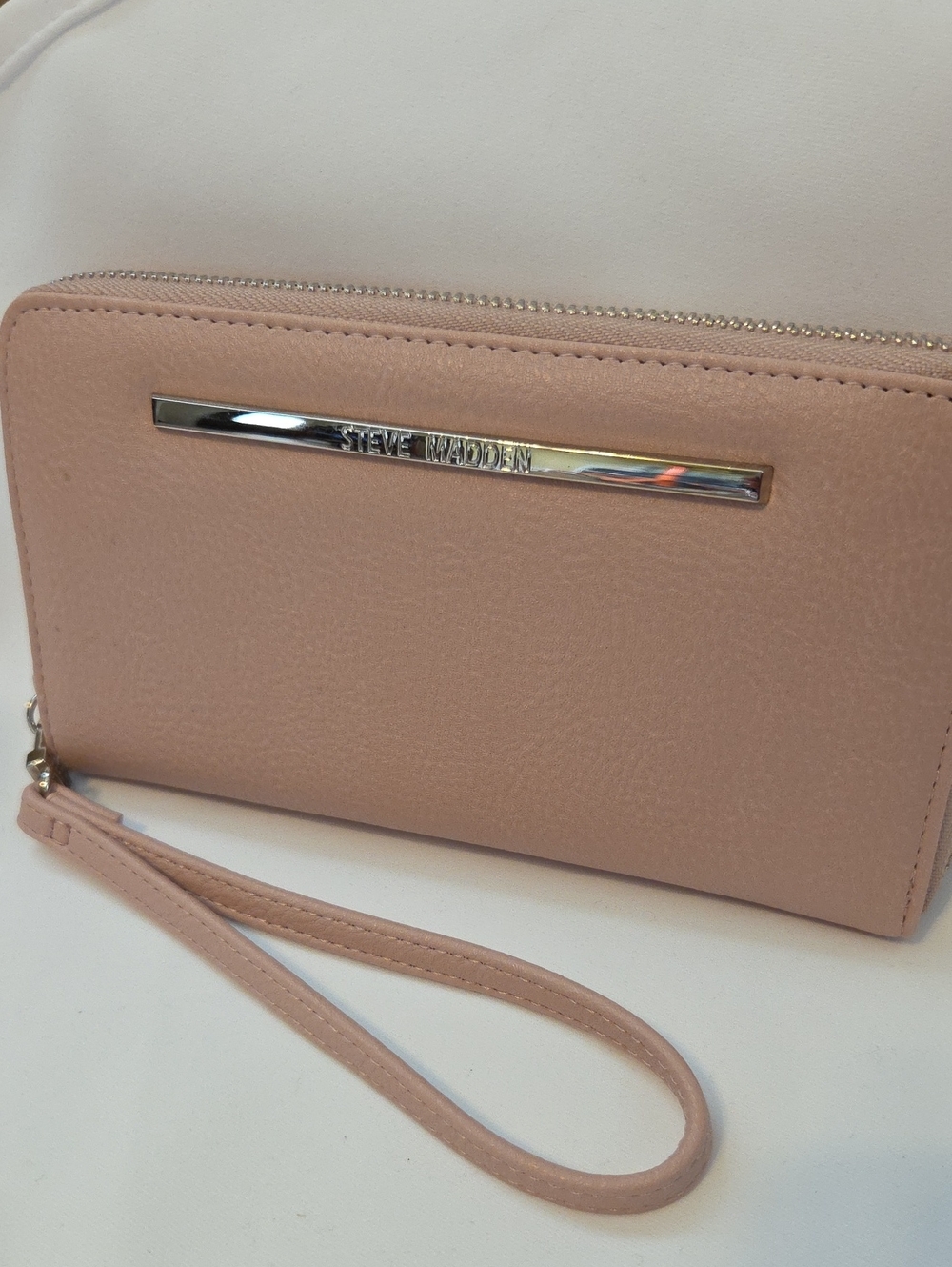 Steve Madden Pink Wristlet Clutch with Metal Logo